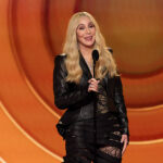 Cher on stage during Grammys 2026 presenting Record of the Year